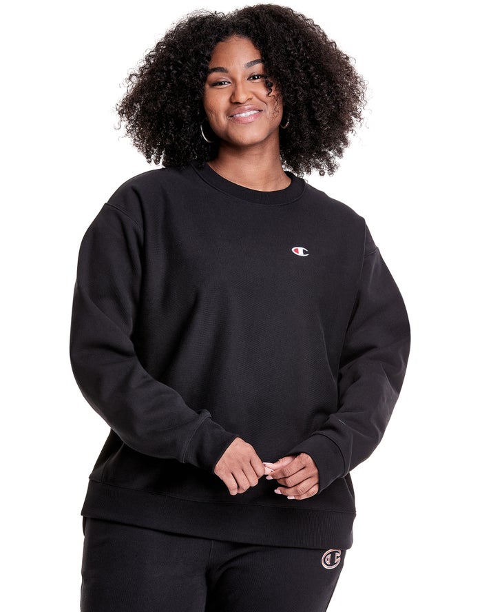 Sudadera Champion Mujer - Plus Reverse Weave Crew ( Negras ) 1329578-VF